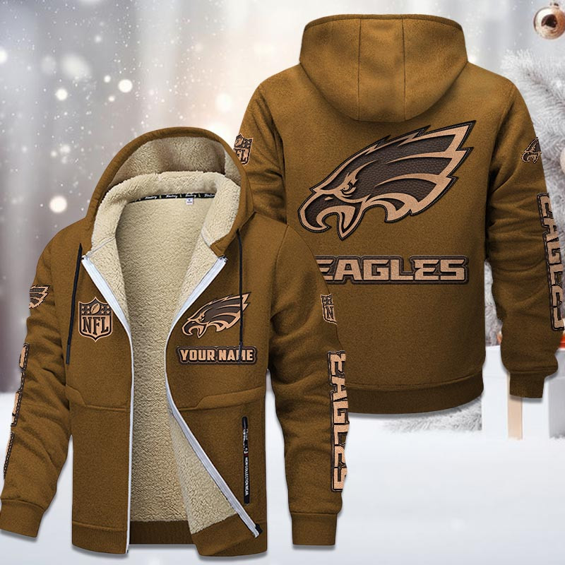 Philadelphia Eagles DMTZ0863 Hoodie Zip Velvet Coat - Famjoys Philadelphia Eagles DMTZ0863 Hoodie Zip Velvet Coat - Famjoys