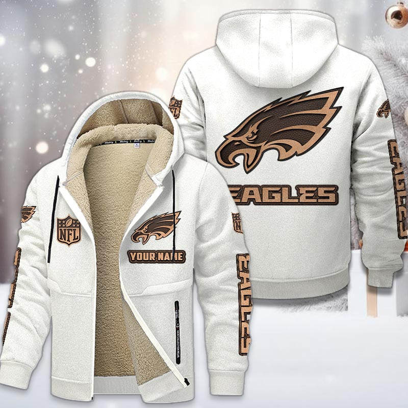 Philadelphia Eagles DMTZ0863 Hoodie Zip Velvet Coat - Famjoys Philadelphia Eagles DMTZ0863 Hoodie Zip Velvet Coat - Famjoys