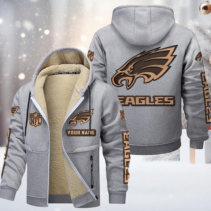 Philadelphia Eagles DMTZ0863 Hoodie Zip Velvet Coat - Famjoys Philadelphia Eagles DMTZ0863 Hoodie Zip Velvet Coat - Famjoys