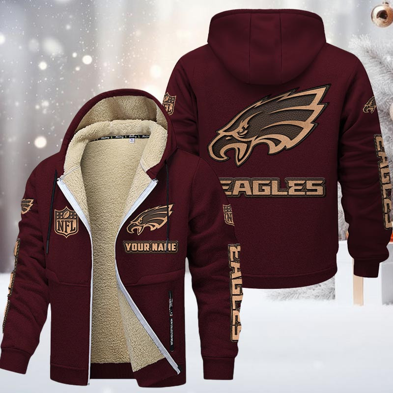 Philadelphia Eagles DMTZ0863 Hoodie Zip Velvet Coat - Famjoys Philadelphia Eagles DMTZ0863 Hoodie Zip Velvet Coat - Famjoys