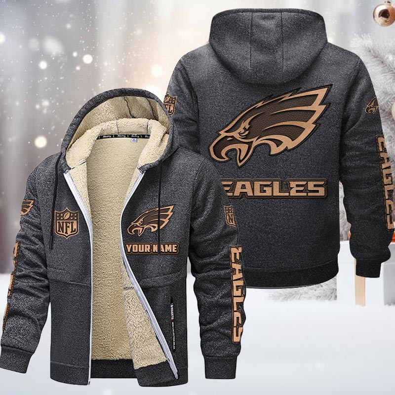 Philadelphia Eagles DMTZ0863 Hoodie Zip Velvet Coat - Famjoys Philadelphia Eagles DMTZ0863 Hoodie Zip Velvet Coat - Famjoys