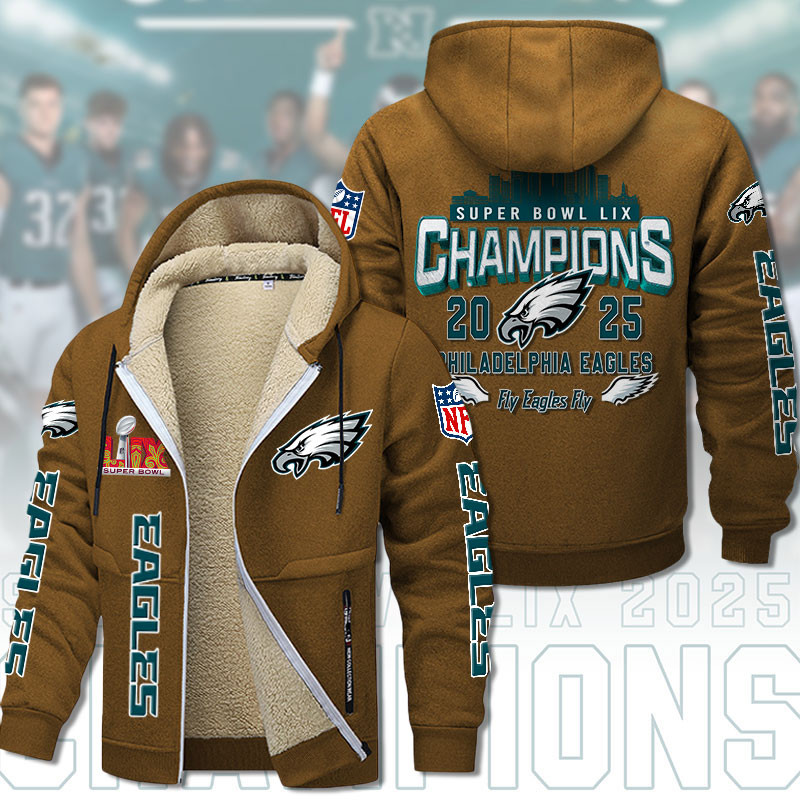 Philadelphia Eagles DMTZ1864 Hoodie Zip Velvet Coat Multicolor - Famjoys Philadelphia Eagles DMTZ1864 Hoodie Zip Velvet Coat Multicolor - Famjoys