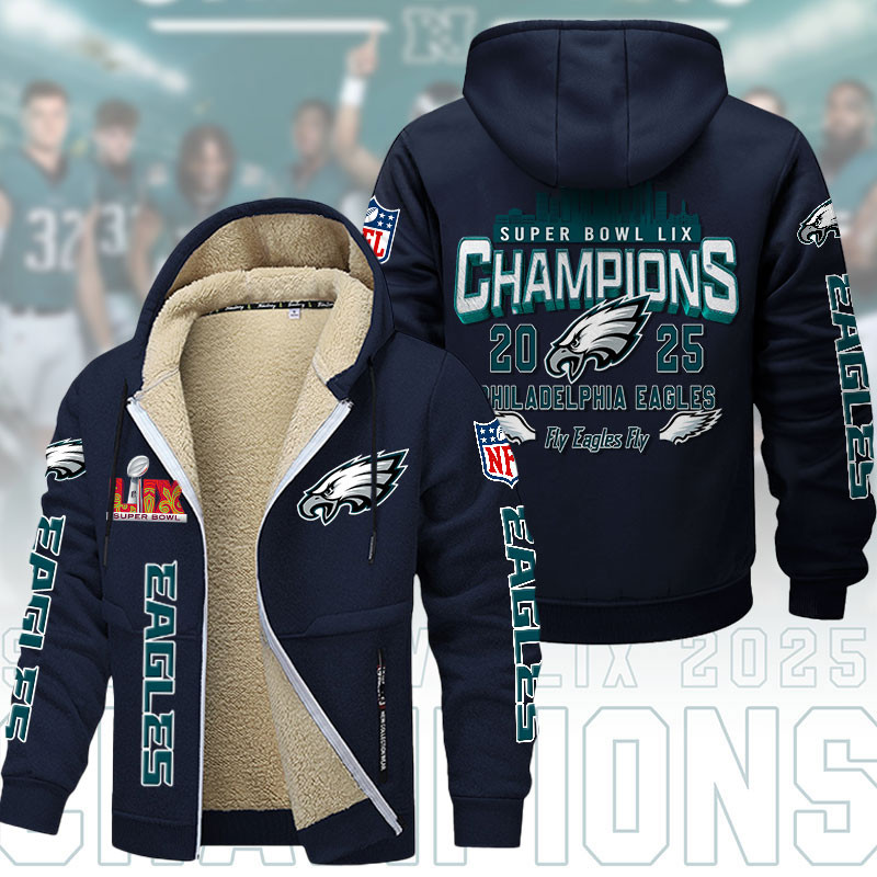 Philadelphia Eagles DMTZ1864 Hoodie Zip Velvet Coat Multicolor - Famjoys Philadelphia Eagles DMTZ1864 Hoodie Zip Velvet Coat Multicolor - Famjoys