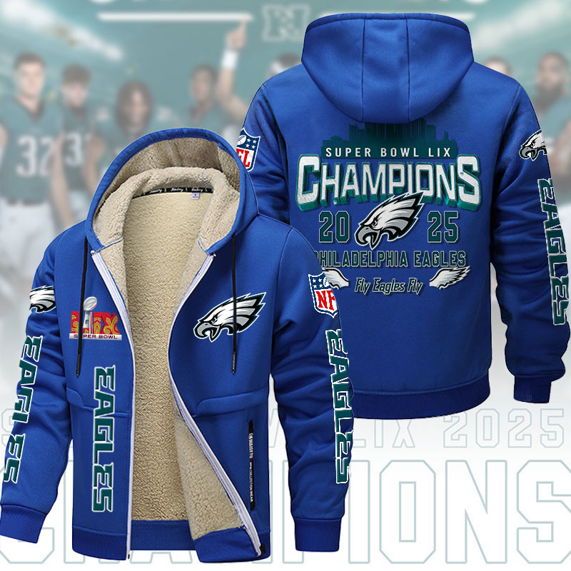 Philadelphia Eagles DMTZ1864 Hoodie Zip Velvet Coat Multicolor - Famjoys Philadelphia Eagles DMTZ1864 Hoodie Zip Velvet Coat Multicolor - Famjoys