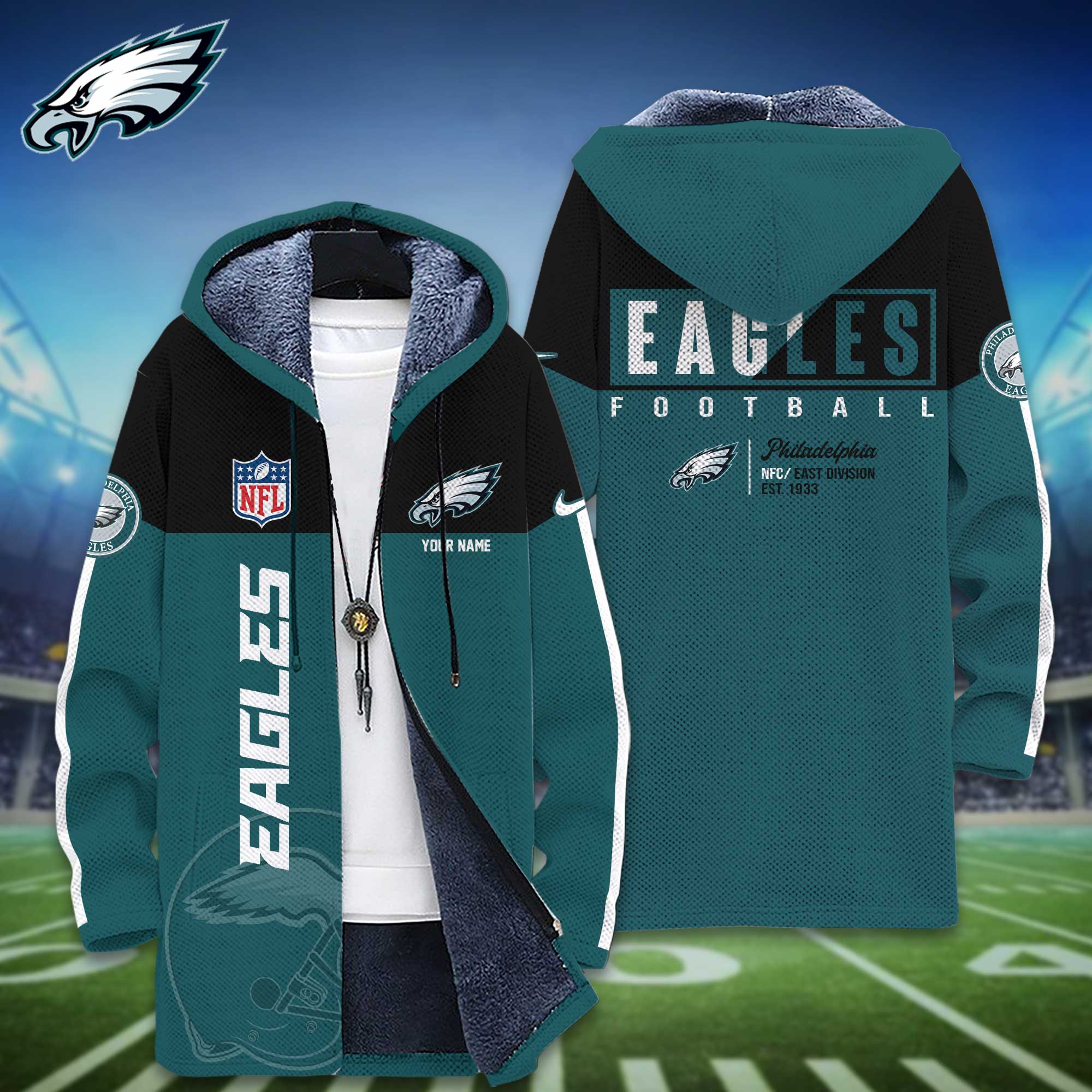Philadelphia Eagles Fleece Wind Jacket - Famjoys Philadelphia Eagles Fleece Wind Jacket - Famjoys