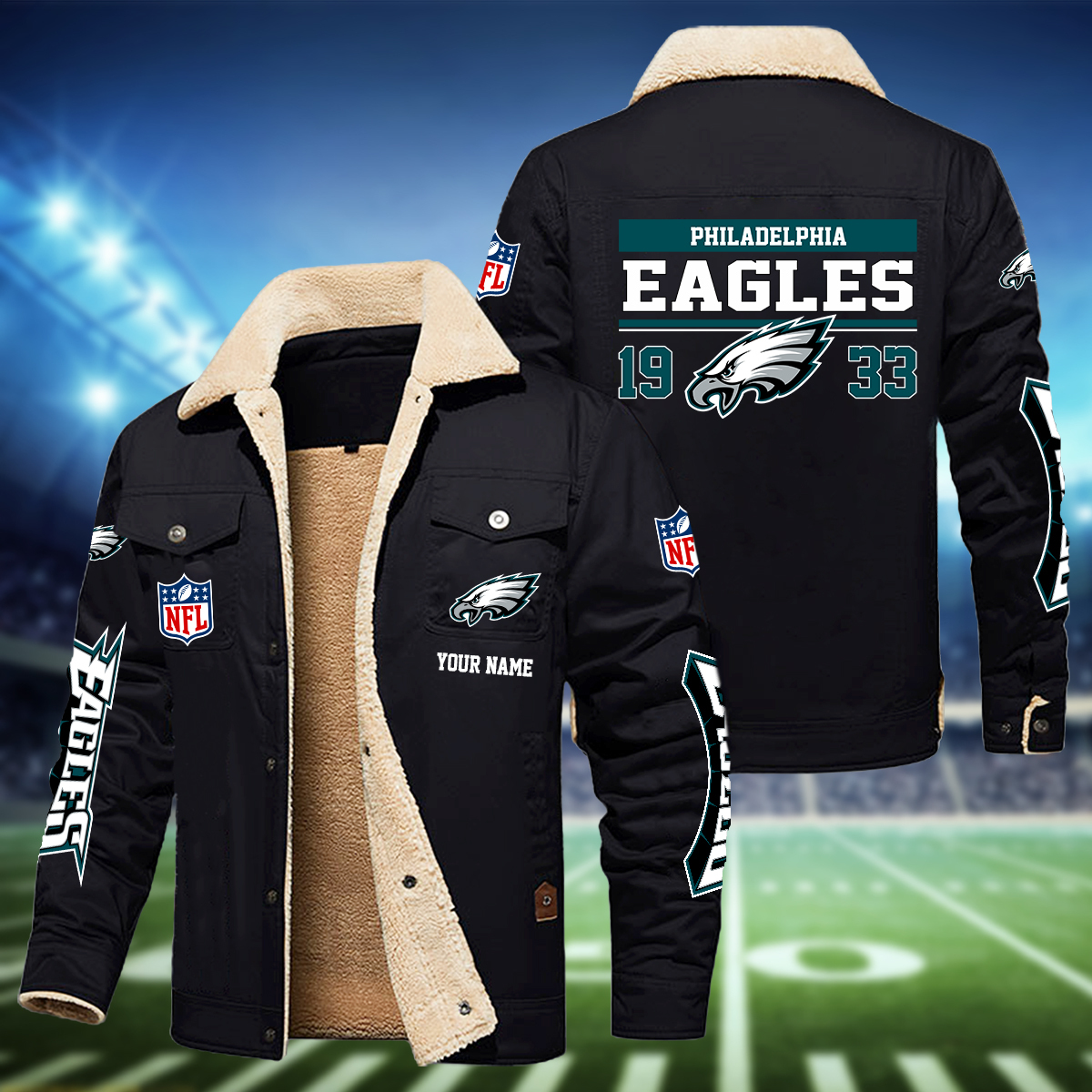 Philadelphia Eagles H111 Fleece Jacket SP11122326ID06DS09 - Famjoys Philadelphia Eagles H111 Fleece Jacket SP11122326ID06DS09 - Famjoys