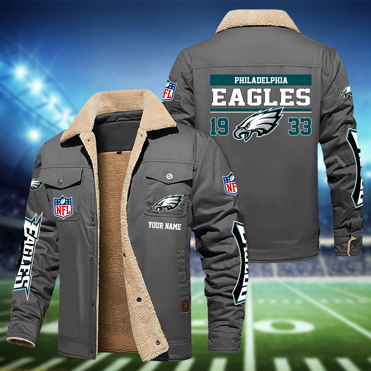 Philadelphia Eagles H111 Fleece Jacket SP11122326ID06DS09 - Famjoys Philadelphia Eagles H111 Fleece Jacket SP11122326ID06DS09 - Famjoys