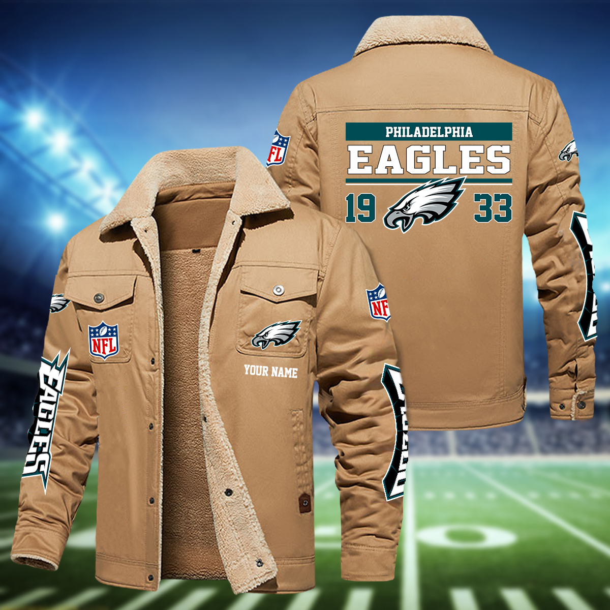 Philadelphia Eagles H111 Fleece Jacket SP11122326ID06DS09 - Famjoys Philadelphia Eagles H111 Fleece Jacket SP11122326ID06DS09 - Famjoys