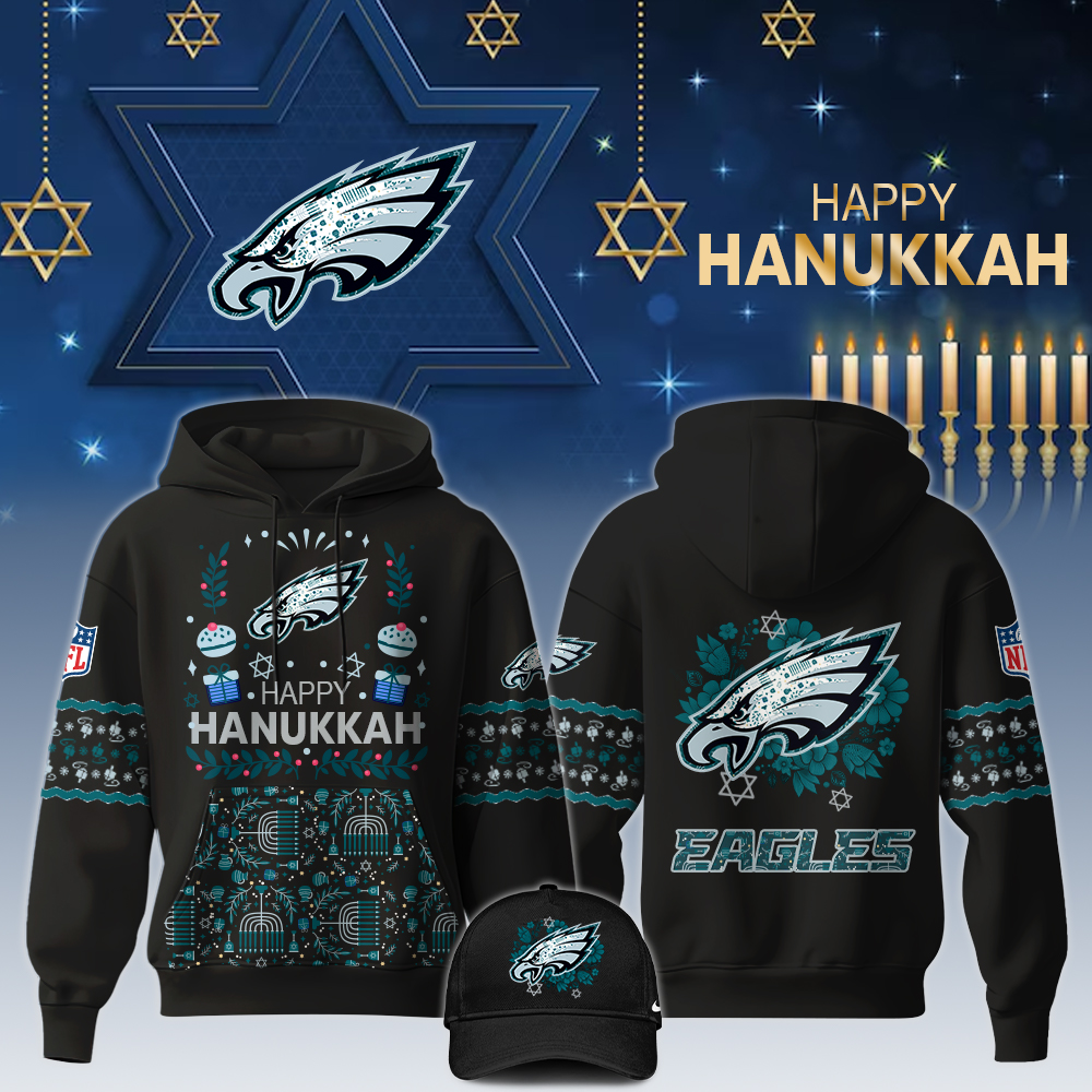 Philadelphia Eagles Hanukkah Hoodie - Famjoys Philadelphia Eagles Hanukkah Hoodie - Famjoys