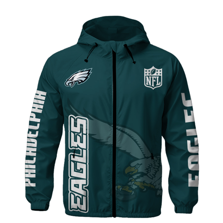 Philadelphia Eagles Hooded Wind Jacket - Famjoys Philadelphia Eagles Hooded Wind Jacket - Famjoys