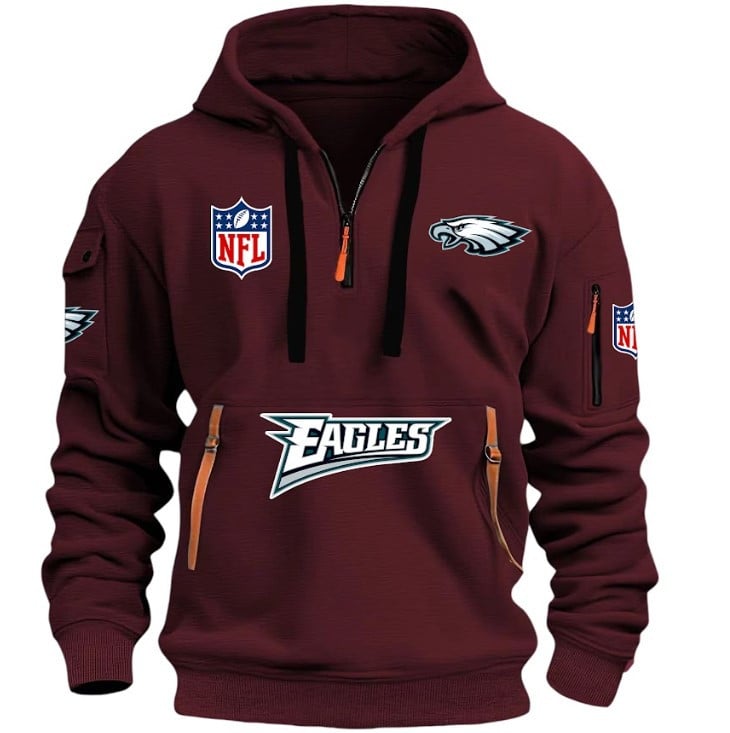 Philadelphia Eagles - HOODIE HALF ZIPPER - QTA405111349 - Famjoys Philadelphia Eagles - HOODIE HALF ZIPPER - QTA405111349 - Famjoys