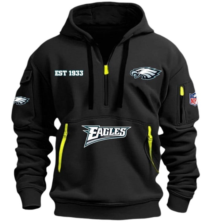 Philadelphia Eagles - HOODIE HALF ZIPPER - QTA405111357 - Famjoys Philadelphia Eagles - HOODIE HALF ZIPPER - QTA405111357 - Famjoys