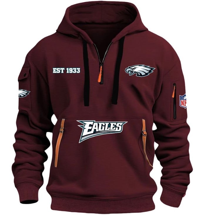 Philadelphia Eagles - HOODIE HALF ZIPPER - QTA405111357 - Famjoys Philadelphia Eagles - HOODIE HALF ZIPPER - QTA405111357 - Famjoys