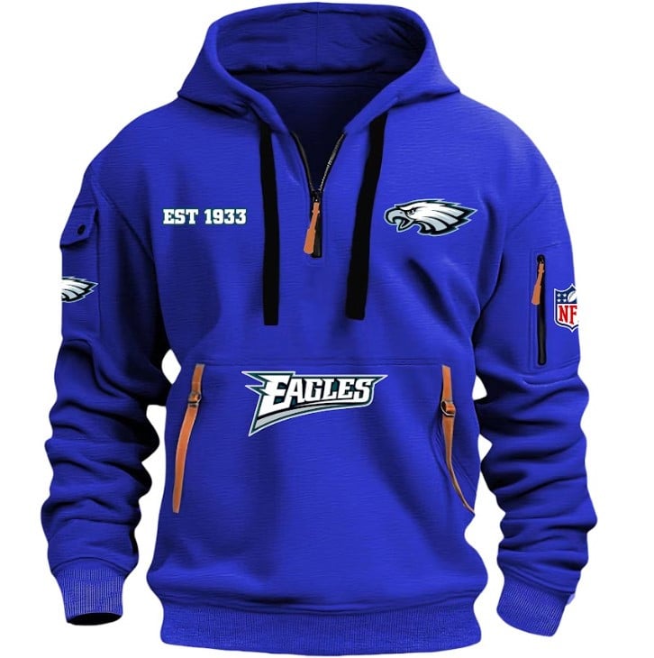 Philadelphia Eagles - HOODIE HALF ZIPPER - QTA405111357 - Famjoys Philadelphia Eagles - HOODIE HALF ZIPPER - QTA405111357 - Famjoys