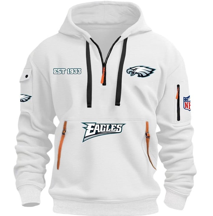 Philadelphia Eagles - HOODIE HALF ZIPPER - QTA405111357 - Famjoys Philadelphia Eagles - HOODIE HALF ZIPPER - QTA405111357 - Famjoys