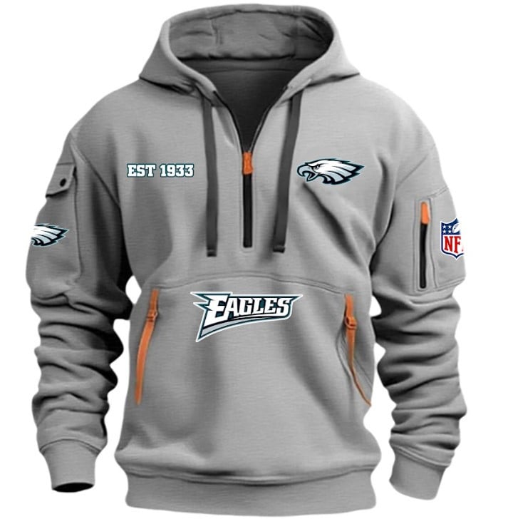 Philadelphia Eagles - HOODIE HALF ZIPPER - QTA405111357 - Famjoys Philadelphia Eagles - HOODIE HALF ZIPPER - QTA405111357 - Famjoys