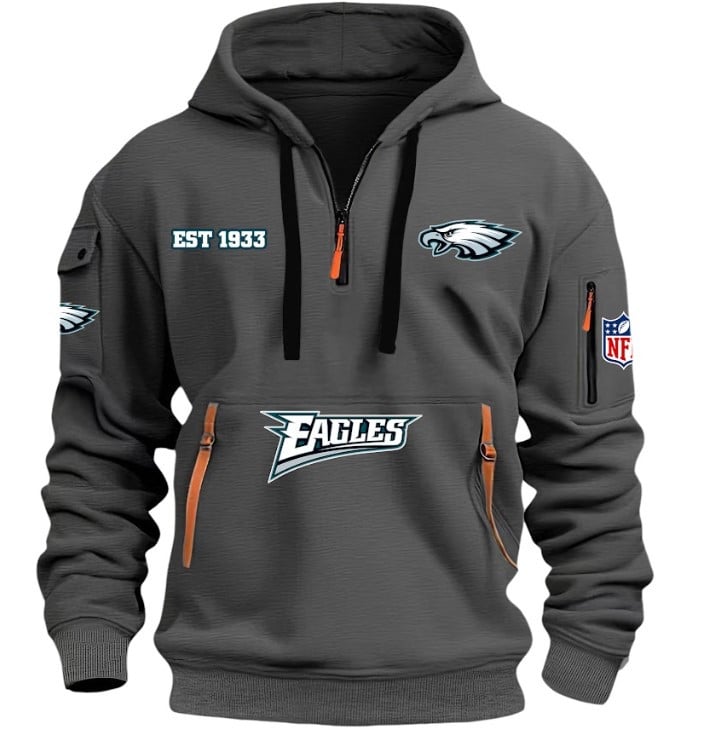 Philadelphia Eagles - HOODIE HALF ZIPPER - QTA405111357 - Famjoys Philadelphia Eagles - HOODIE HALF ZIPPER - QTA405111357 - Famjoys