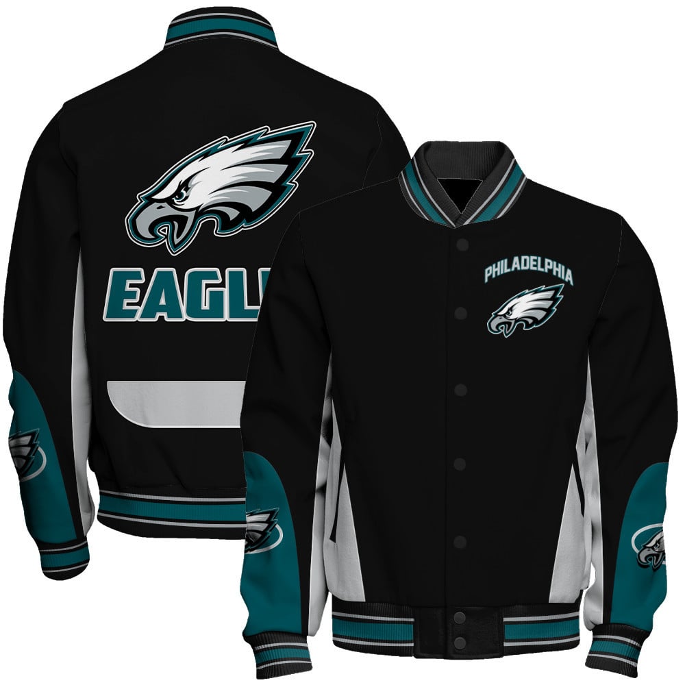 Philadelphia Eagles - In Sync With The Home Team Unisex Varsity Jacket - Famjoys Philadelphia Eagles - In Sync With The Home Team Unisex Varsity Jacket - Famjoys