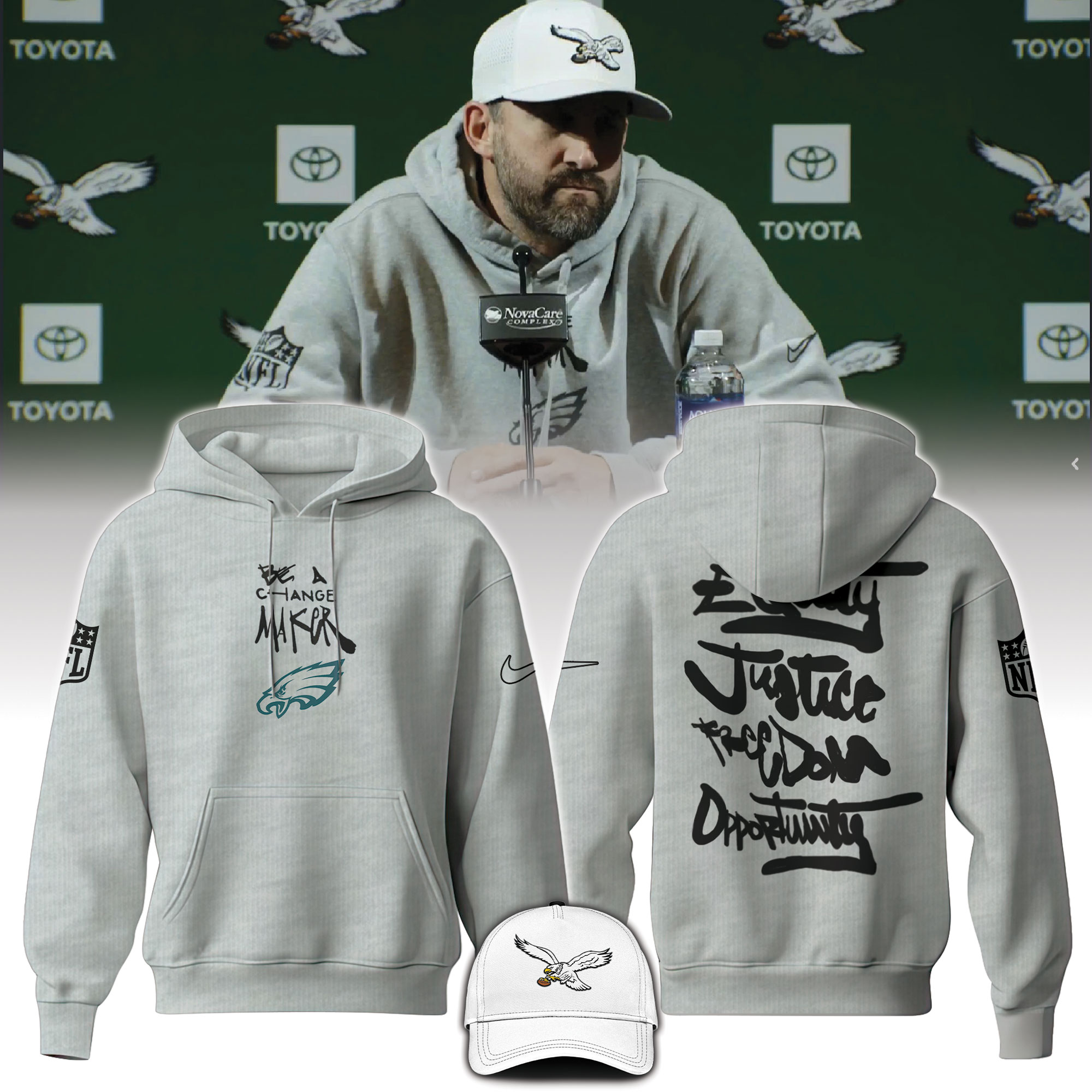 Philadelphia Eagles Inspire Change Changemaker Hoodie #1 - Famjoys Philadelphia Eagles Inspire Change Changemaker Hoodie #1 - Famjoys