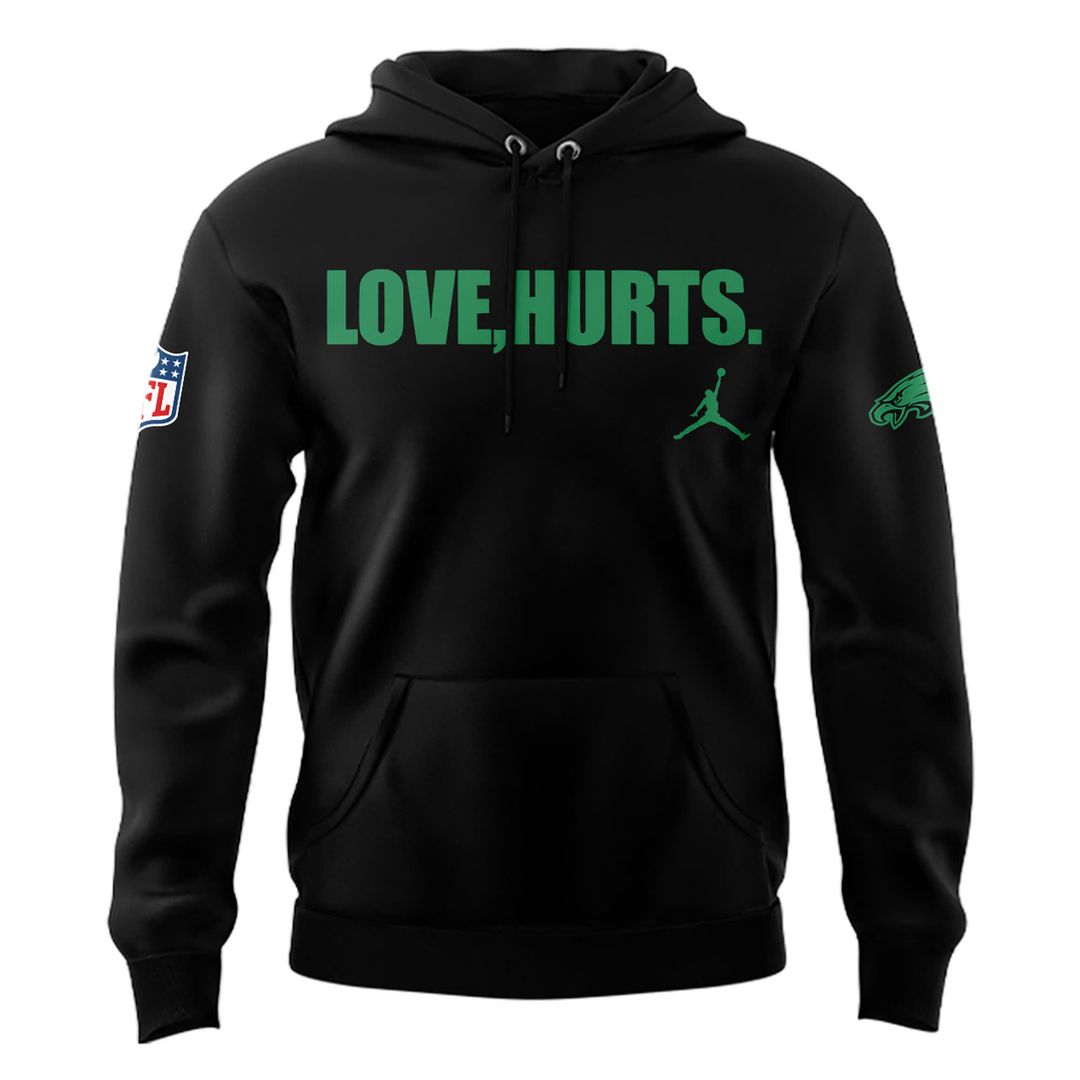 Philadelphia Eagles Jalen Hurts with the 'Love, Hurts' Hoodie - Famjoys Philadelphia Eagles Jalen Hurts with the 'Love, Hurts' Hoodie - Famjoys
