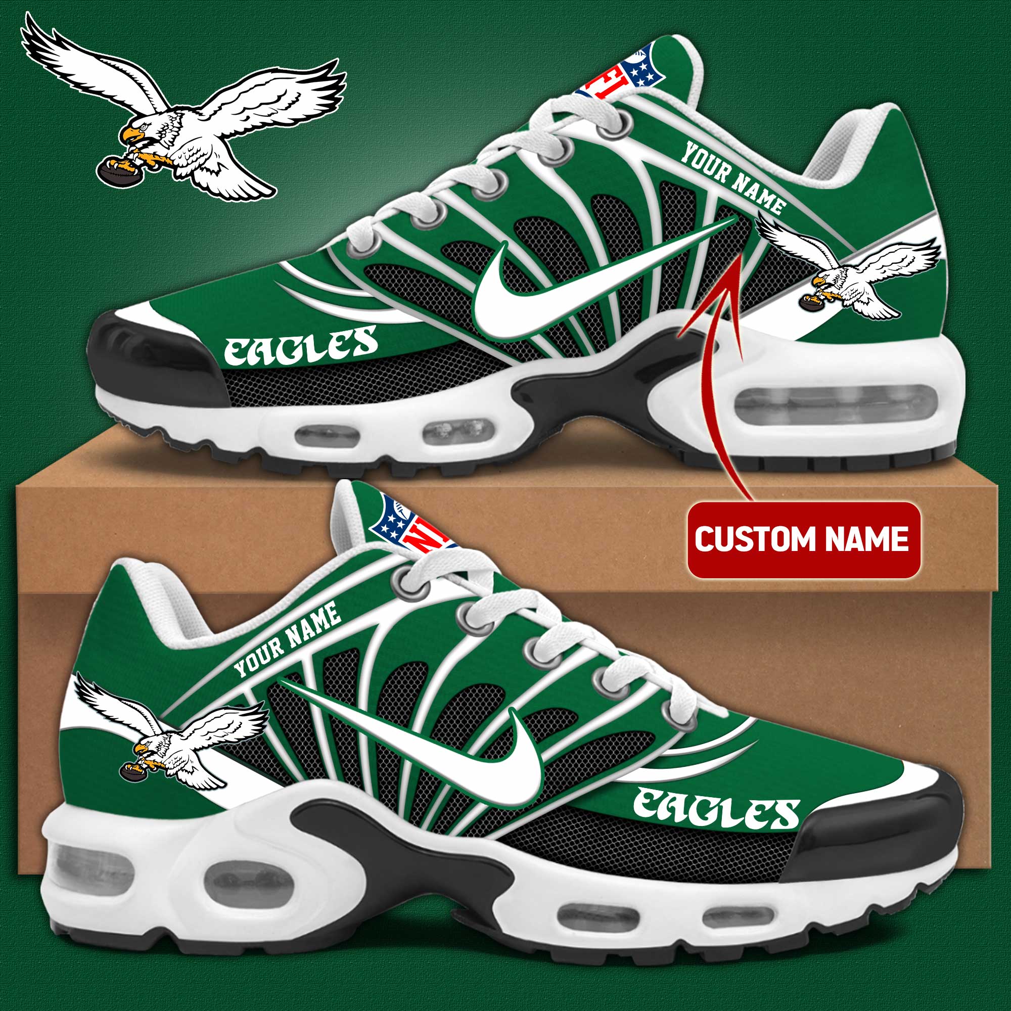 Philadelphia Eagles Kelly Green Shoes s - Famjoys Philadelphia Eagles Kelly Green Shoes s - Famjoys
