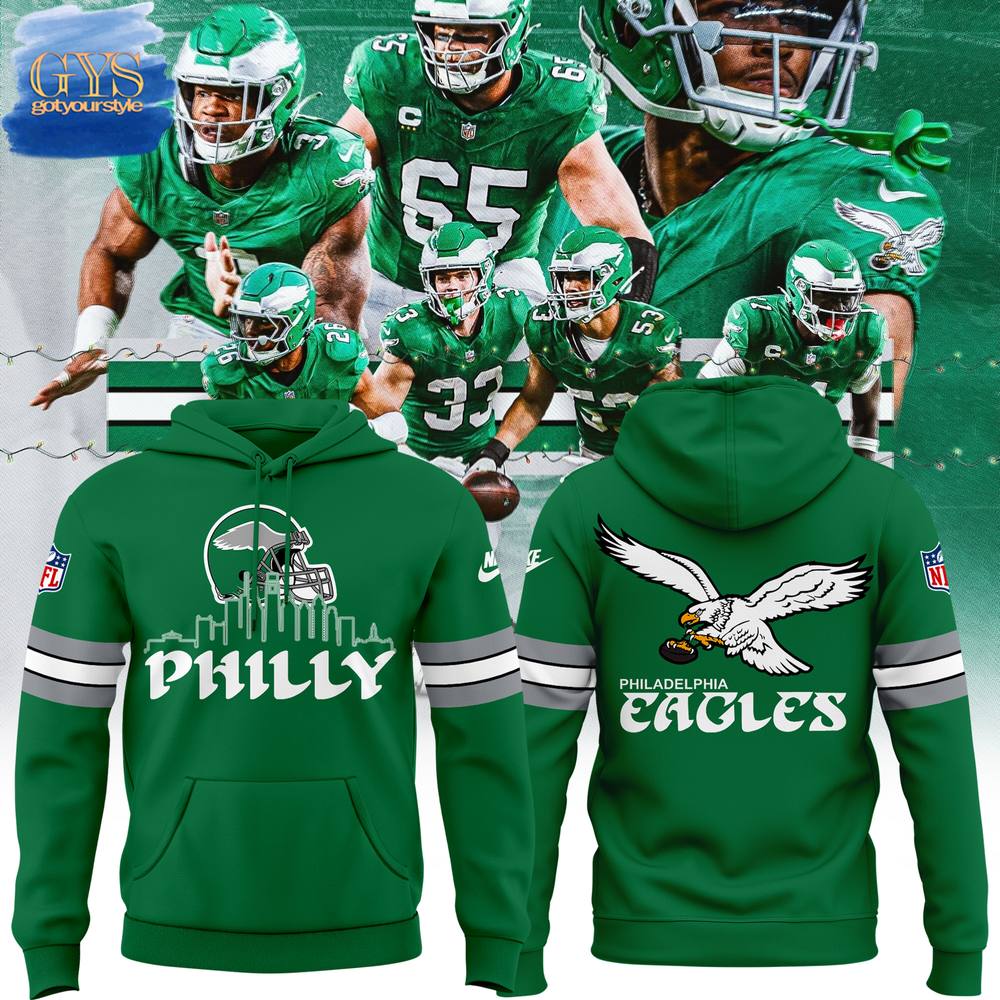 Philadelphia Eagles Kelly Green Threads Hoodie - Famjoys Philadelphia Eagles Kelly Green Threads Hoodie - Famjoys