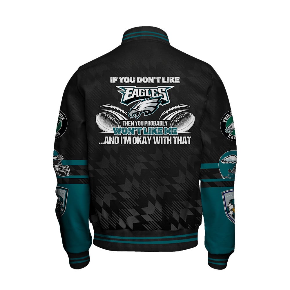 Philadelphia Eagles National Football Conference Unisex Varsity Jacket V12 - Famjoys Philadelphia Eagles National Football Conference Unisex Varsity Jacket V12 - Famjoys