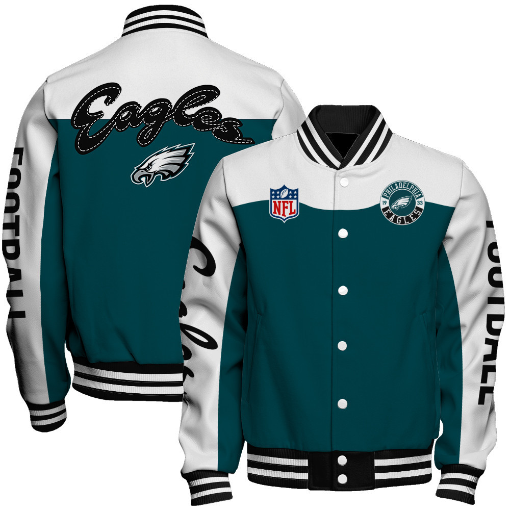 Philadelphia Eagles National Football League Face Any Weather Unisex Varsity Jacket - Famjoys Philadelphia Eagles National Football League Face Any Weather Unisex Varsity Jacket - Famjoys