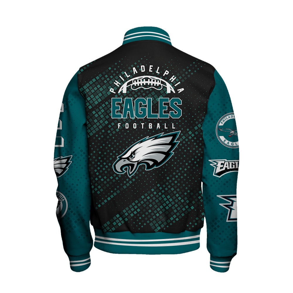 Philadelphia Eagles National Football League Pattern Varsity Jacket V13 - Famjoys Philadelphia Eagles National Football League Pattern Varsity Jacket V13 - Famjoys