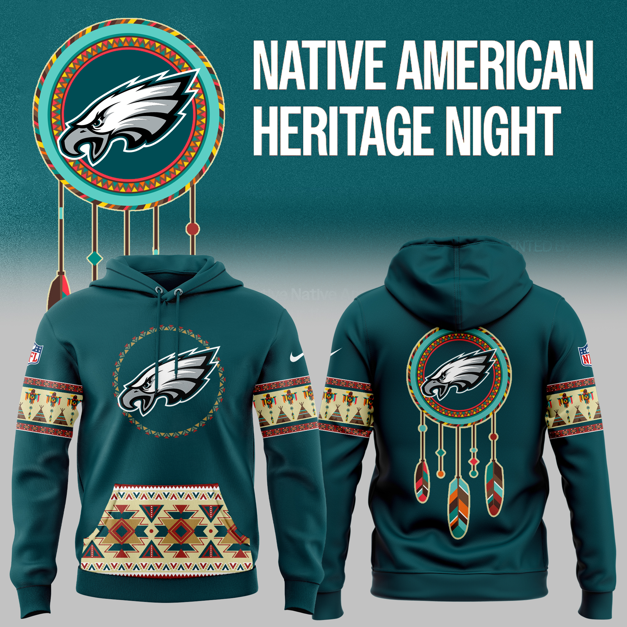 Philadelphia Eagles Native American Heritage Hoodie - Famjoys Philadelphia Eagles Native American Heritage Hoodie - Famjoys