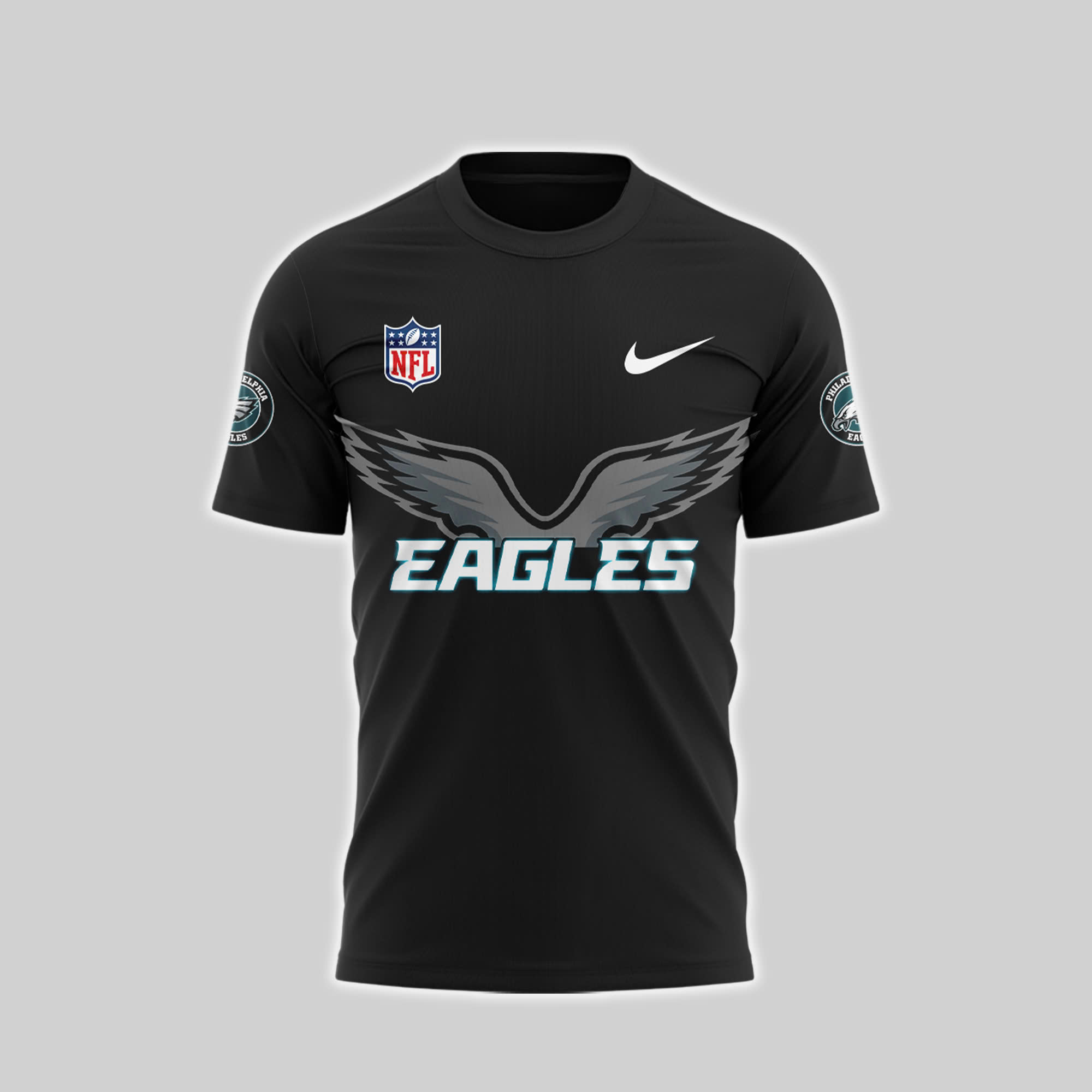 Philadelphia Eagles New All Black TShirt - Famjoys Philadelphia Eagles New All Black TShirt - Famjoys