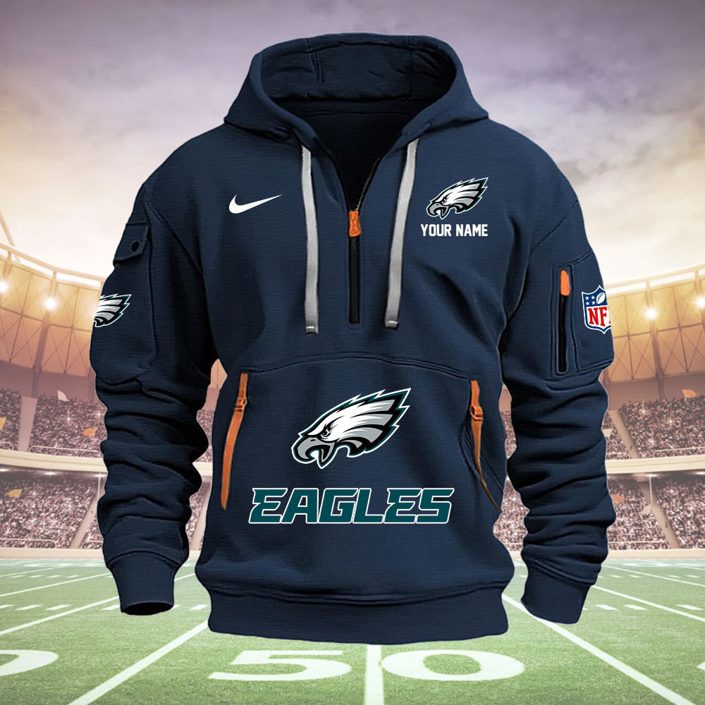 Philadelphia Eagles New Personalized Quarter Zip Hoodie AZBTQZH000004 - Famjoys Philadelphia Eagles New Personalized Quarter Zip Hoodie AZBTQZH000004 - Famjoys
