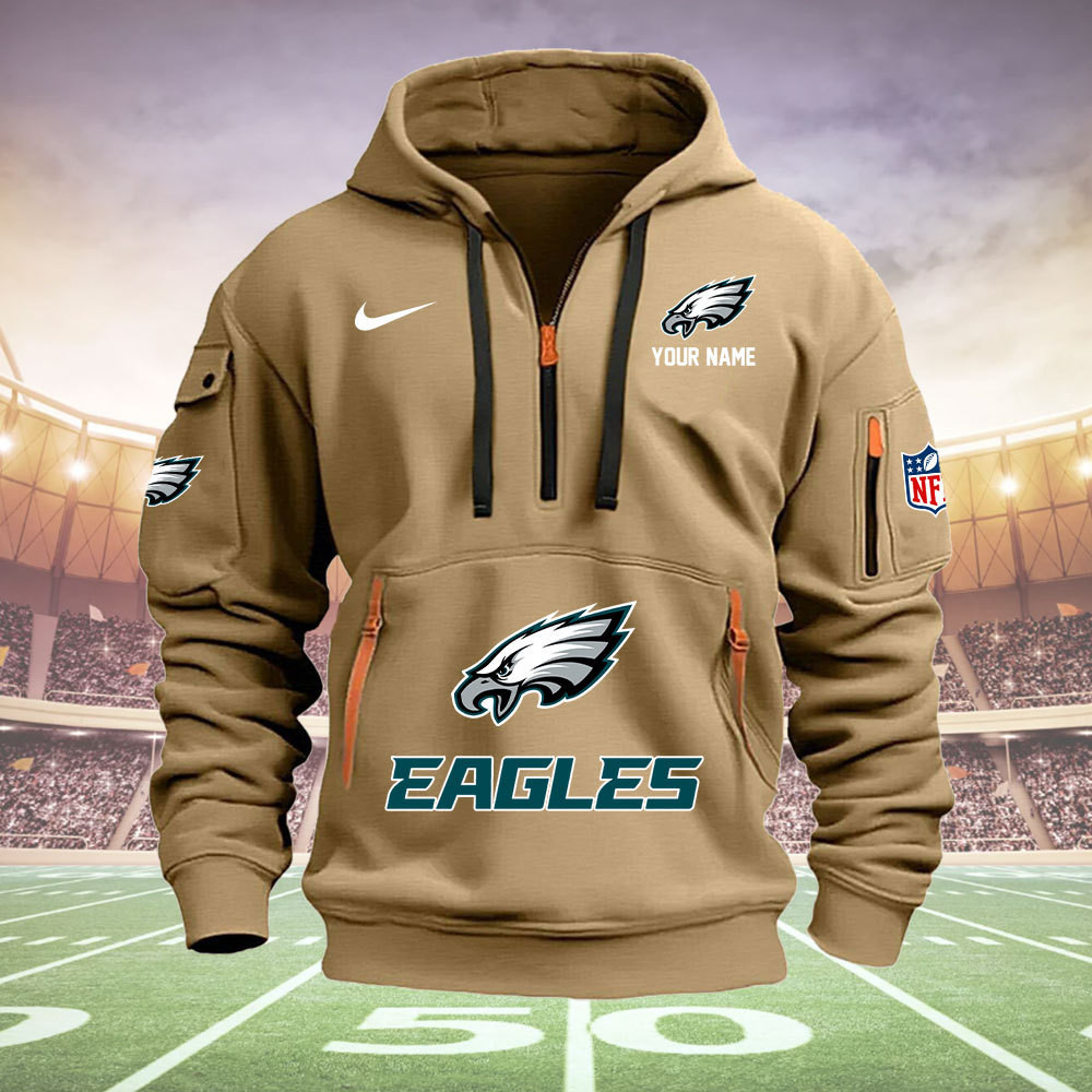 Philadelphia Eagles New Personalized Quarter Zip Hoodie AZBTQZH000004 - Famjoys Philadelphia Eagles New Personalized Quarter Zip Hoodie AZBTQZH000004 - Famjoys