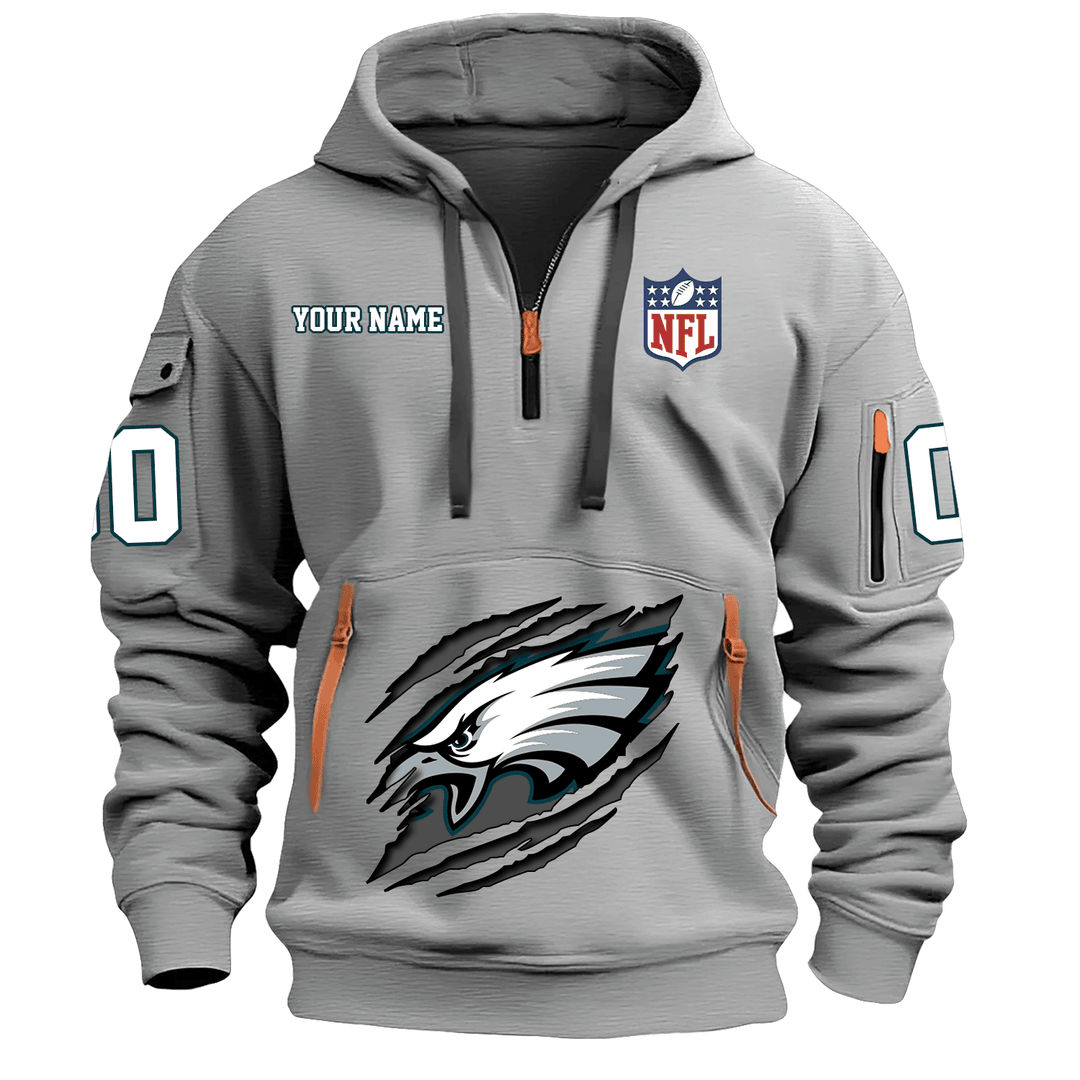 Philadelphia Eagles New Personalized Quarter Zip Hoodie AZBTQZH000091 - Famjoys Philadelphia Eagles New Personalized Quarter Zip Hoodie AZBTQZH000091 - Famjoys