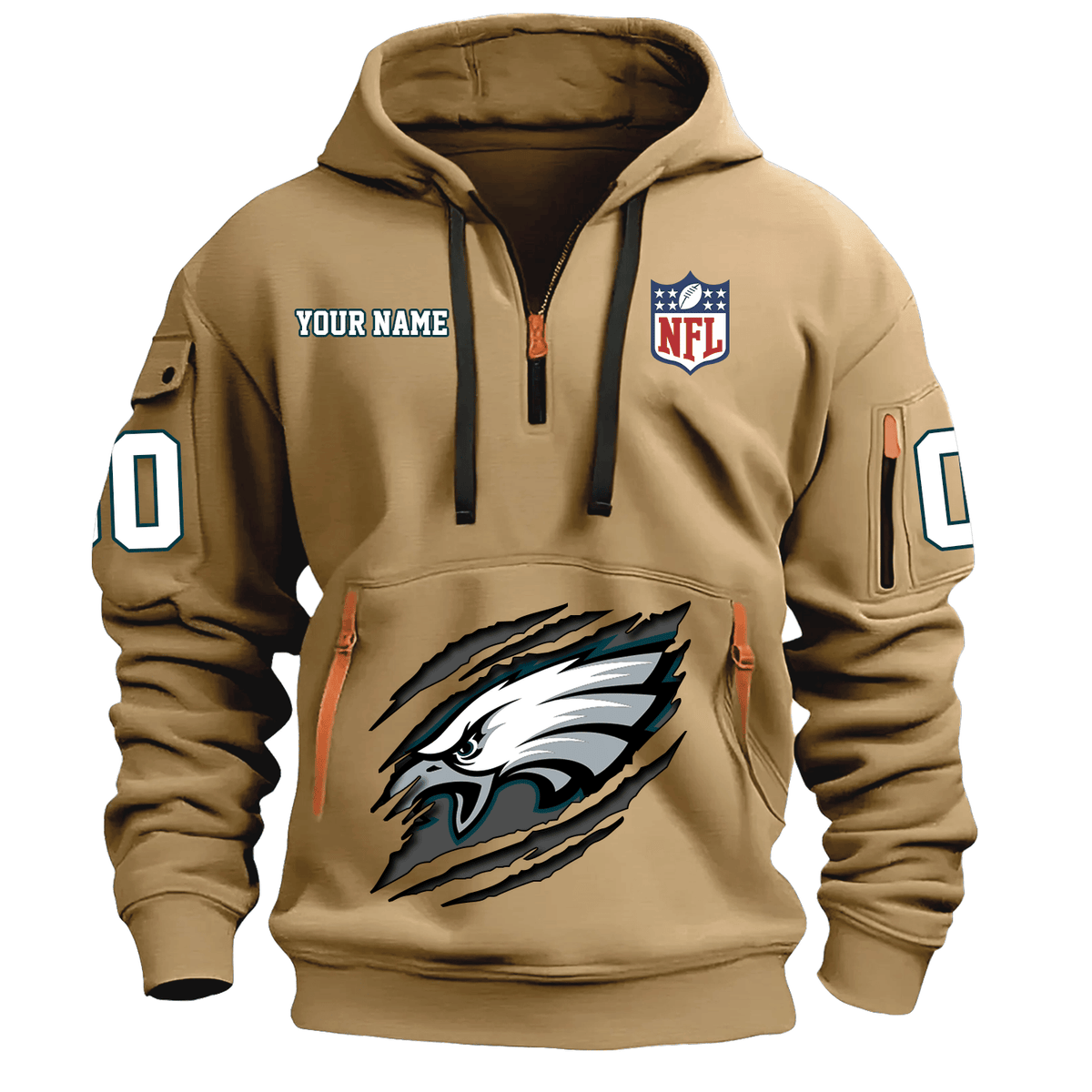 Philadelphia Eagles New Personalized Quarter Zip Hoodie AZBTQZH000091 - Famjoys Philadelphia Eagles New Personalized Quarter Zip Hoodie AZBTQZH000091 - Famjoys