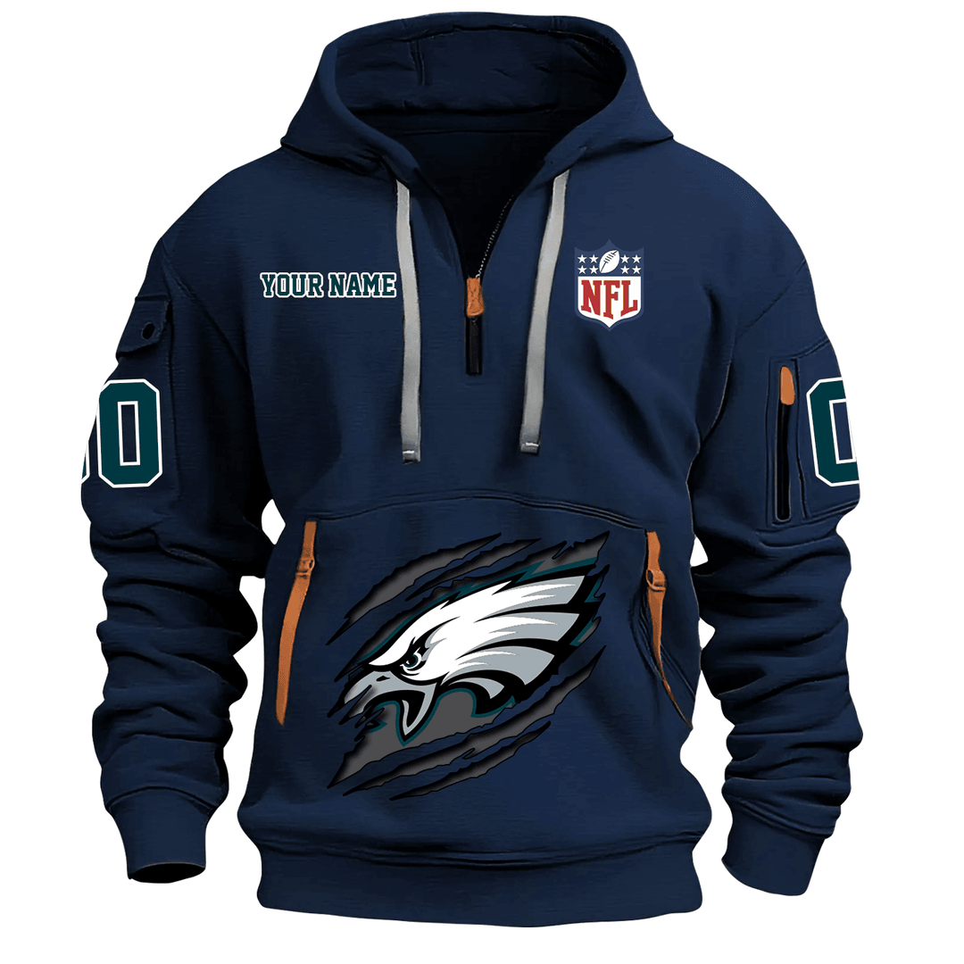 Philadelphia Eagles New Personalized Quarter Zip Hoodie AZBTQZH000091 - Famjoys Philadelphia Eagles New Personalized Quarter Zip Hoodie AZBTQZH000091 - Famjoys