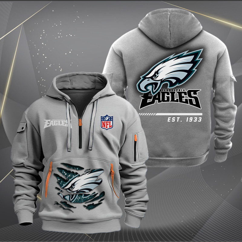 Philadelphia Eagles New Personalized Quarter Zip Hoodie AZBTQZH000120 - Famjoys Philadelphia Eagles New Personalized Quarter Zip Hoodie AZBTQZH000120 - Famjoys