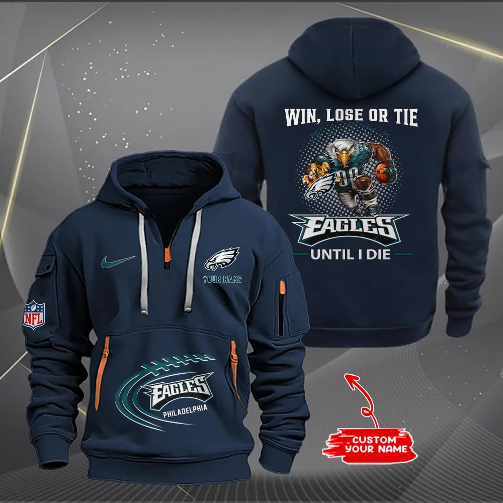 Philadelphia Eagles New Personalized Quarter Zip Hoodie AZBTQZH000173 - Famjoys Philadelphia Eagles New Personalized Quarter Zip Hoodie AZBTQZH000173 - Famjoys