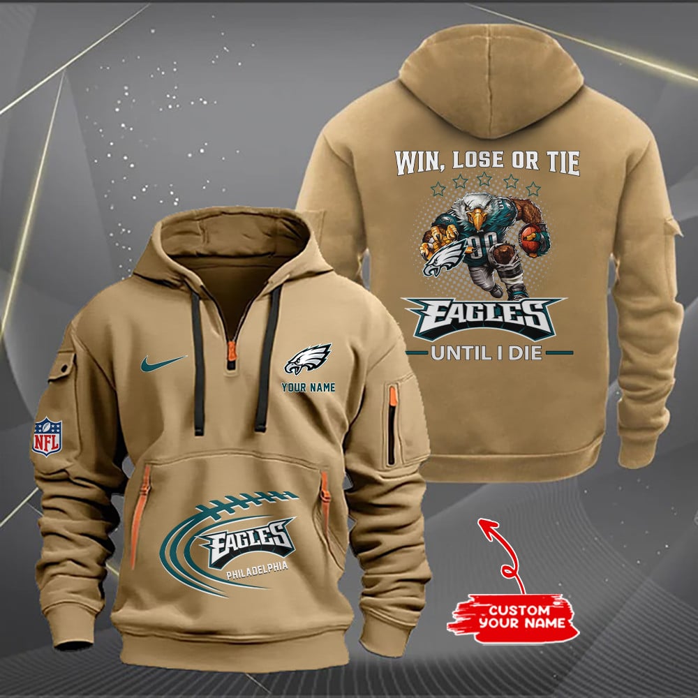 Philadelphia Eagles New Personalized Quarter Zip Hoodie AZBTQZH000173 - Famjoys Philadelphia Eagles New Personalized Quarter Zip Hoodie AZBTQZH000173 - Famjoys