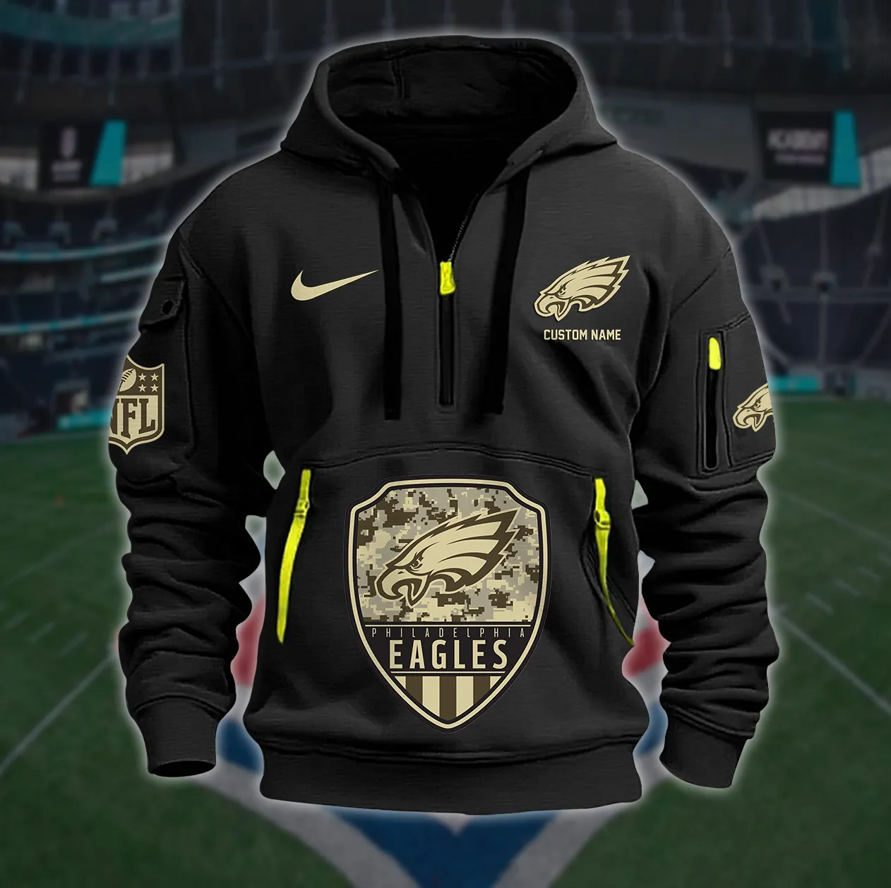Philadelphia Eagles New Personalized Quarter Zip Hoodie AZBTQZH000199 - Famjoys Philadelphia Eagles New Personalized Quarter Zip Hoodie AZBTQZH000199 - Famjoys
