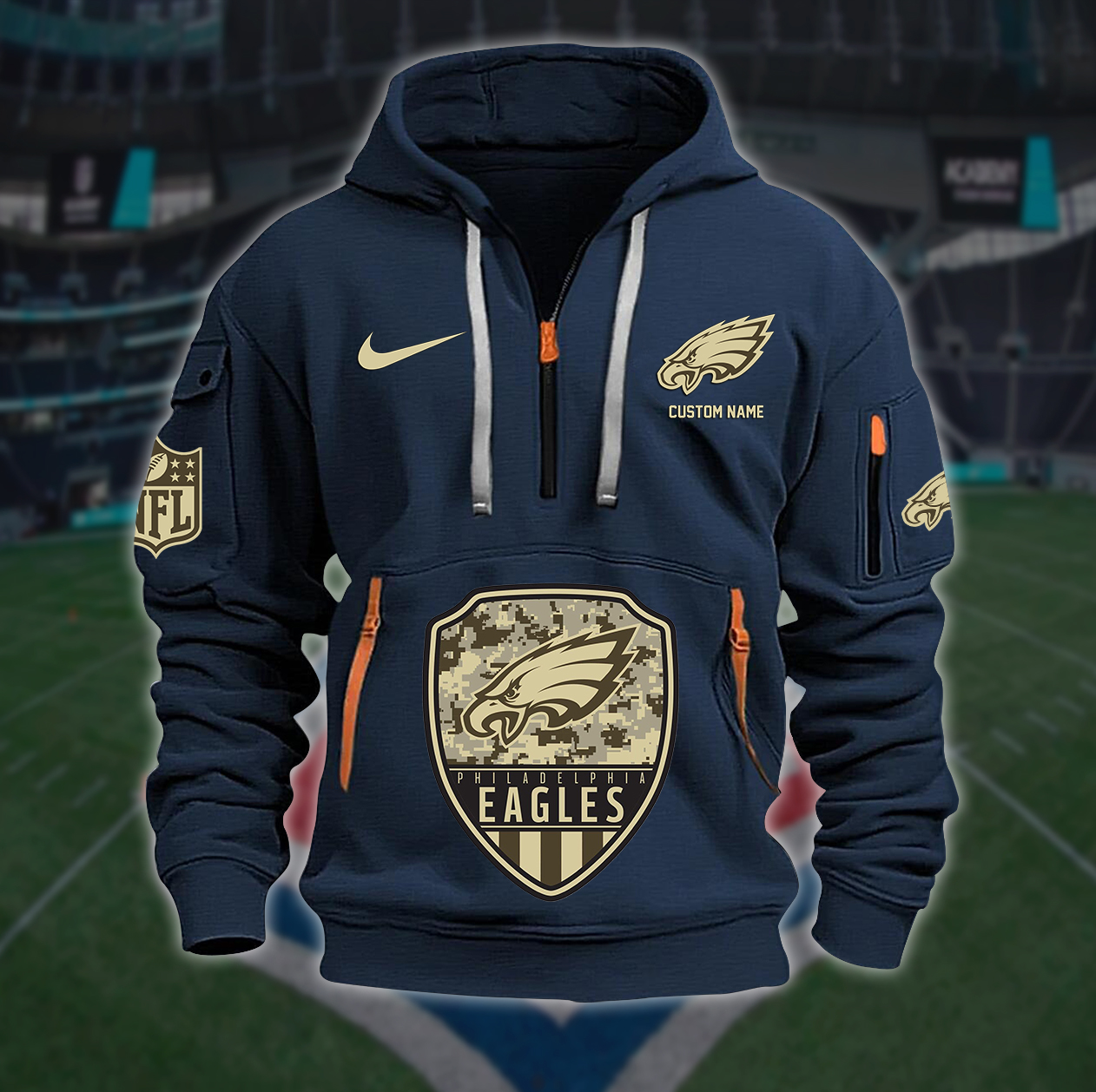 Philadelphia Eagles New Personalized Quarter Zip Hoodie AZBTQZH000199 - Famjoys Philadelphia Eagles New Personalized Quarter Zip Hoodie AZBTQZH000199 - Famjoys