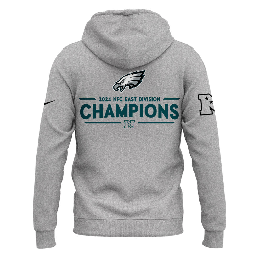 Philadelphia Eagles NFC EAST CHAMPIONS Gray Hoodie 2024 - Famjoys Philadelphia Eagles NFC EAST CHAMPIONS Gray Hoodie 2024 - Famjoys