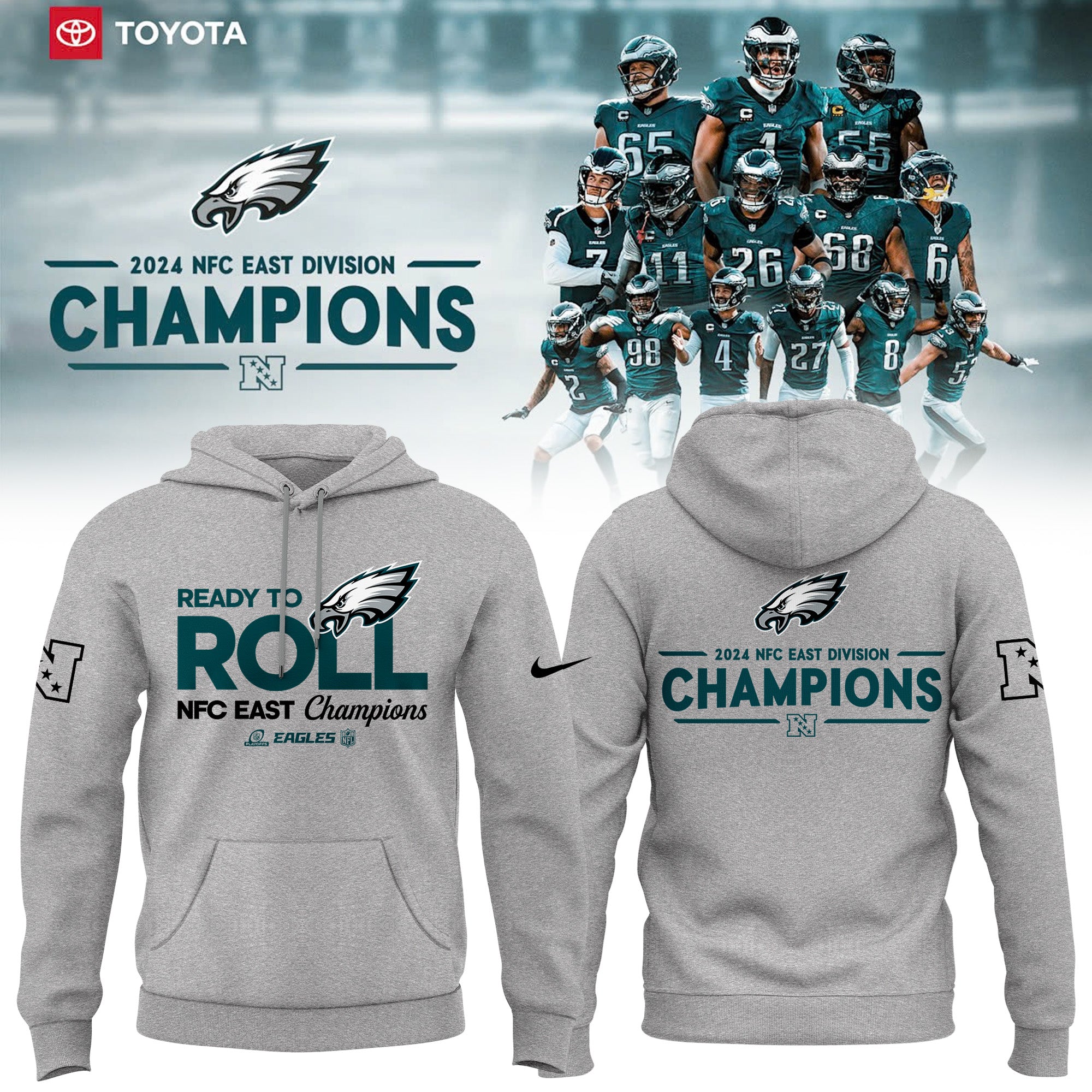 Philadelphia Eagles NFC EAST CHAMPIONS Gray Hoodie 2024 - Famjoys Philadelphia Eagles NFC EAST CHAMPIONS Gray Hoodie 2024 - Famjoys