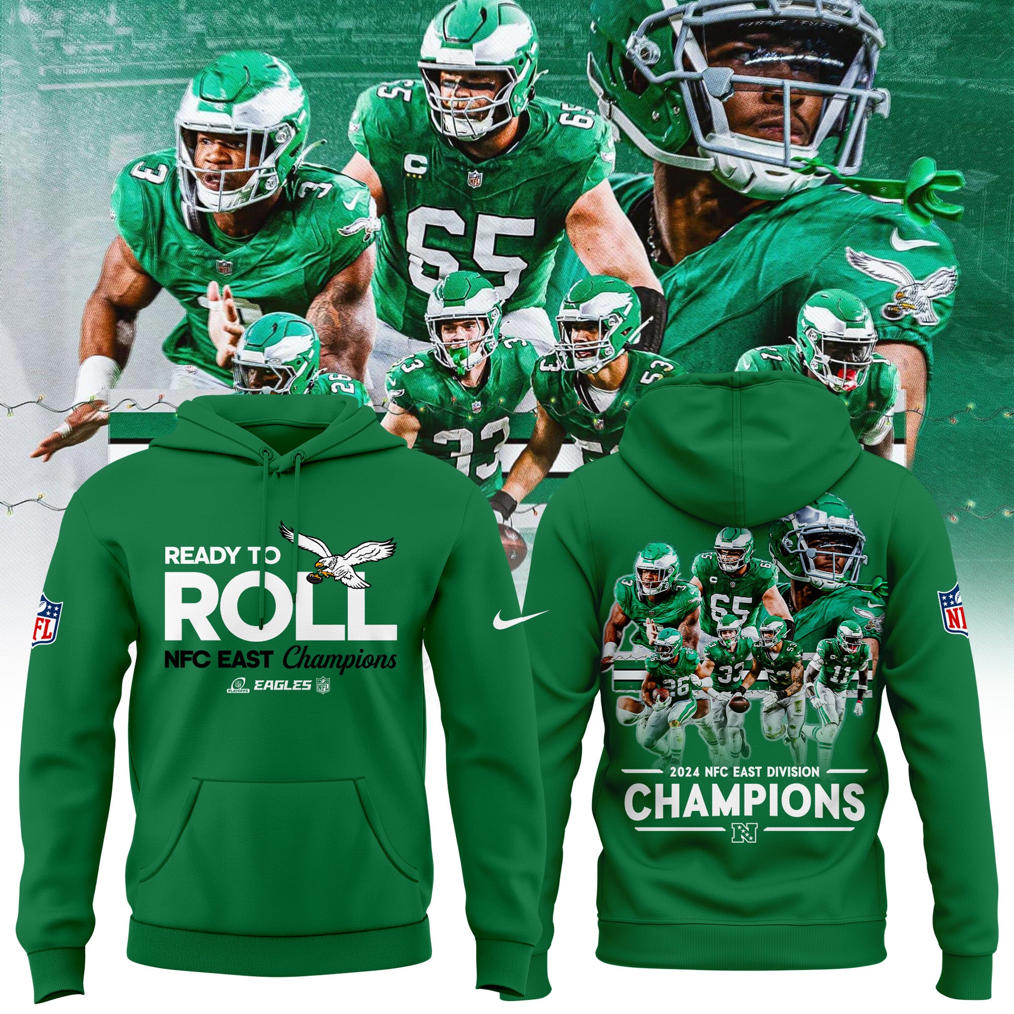 Philadelphia Eagles NFC EAST CHAMPIONS Gray Hoodie 2024 - Famjoys Philadelphia Eagles NFC EAST CHAMPIONS Gray Hoodie 2024 - Famjoys