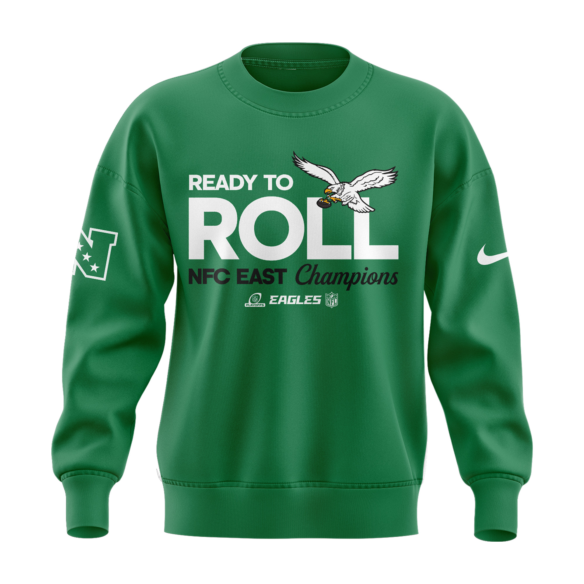 Philadelphia Eagles NFC EAST CHAMPIONS Kelly Green Sweatershirt 2024 - Famjoys Philadelphia Eagles NFC EAST CHAMPIONS Kelly Green Sweatershirt 2024 - Famjoys