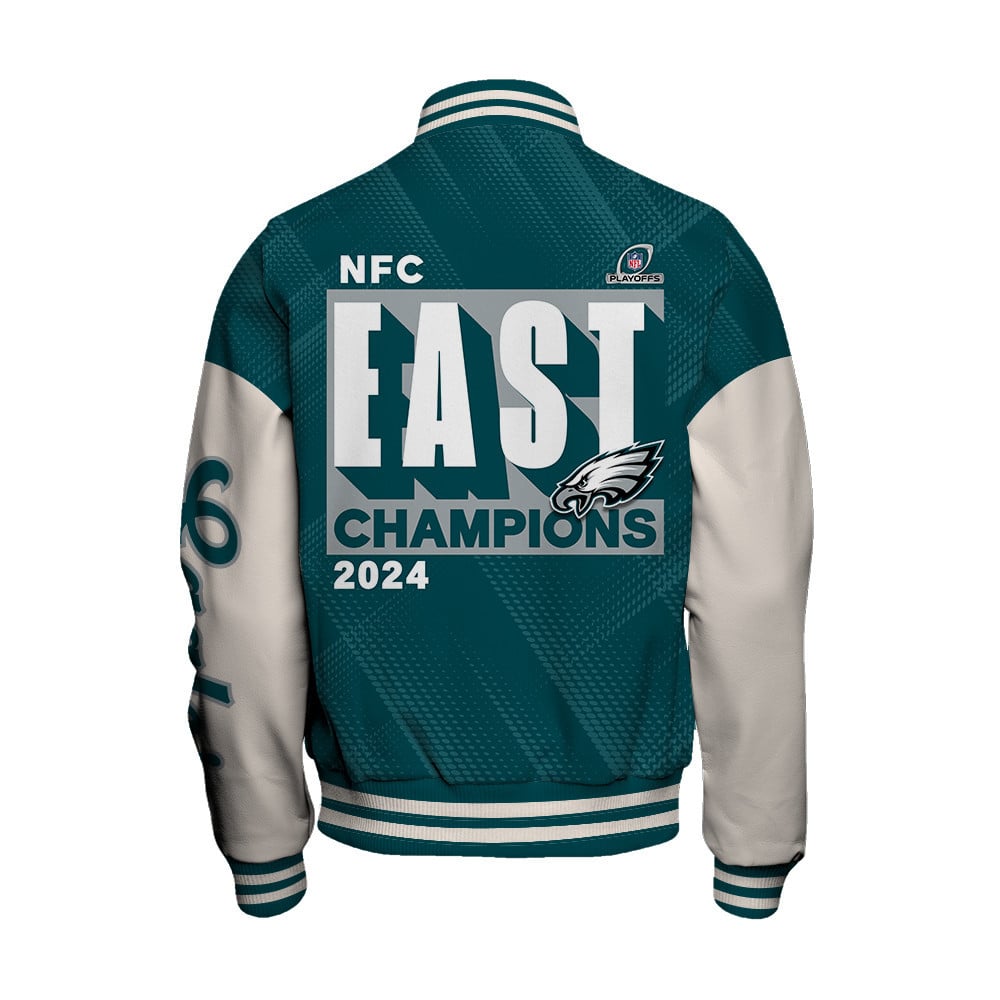 Philadelphia Eagles NFC EAST Champions Unisex Varsity Jacket - Famjoys Philadelphia Eagles NFC EAST Champions Unisex Varsity Jacket - Famjoys
