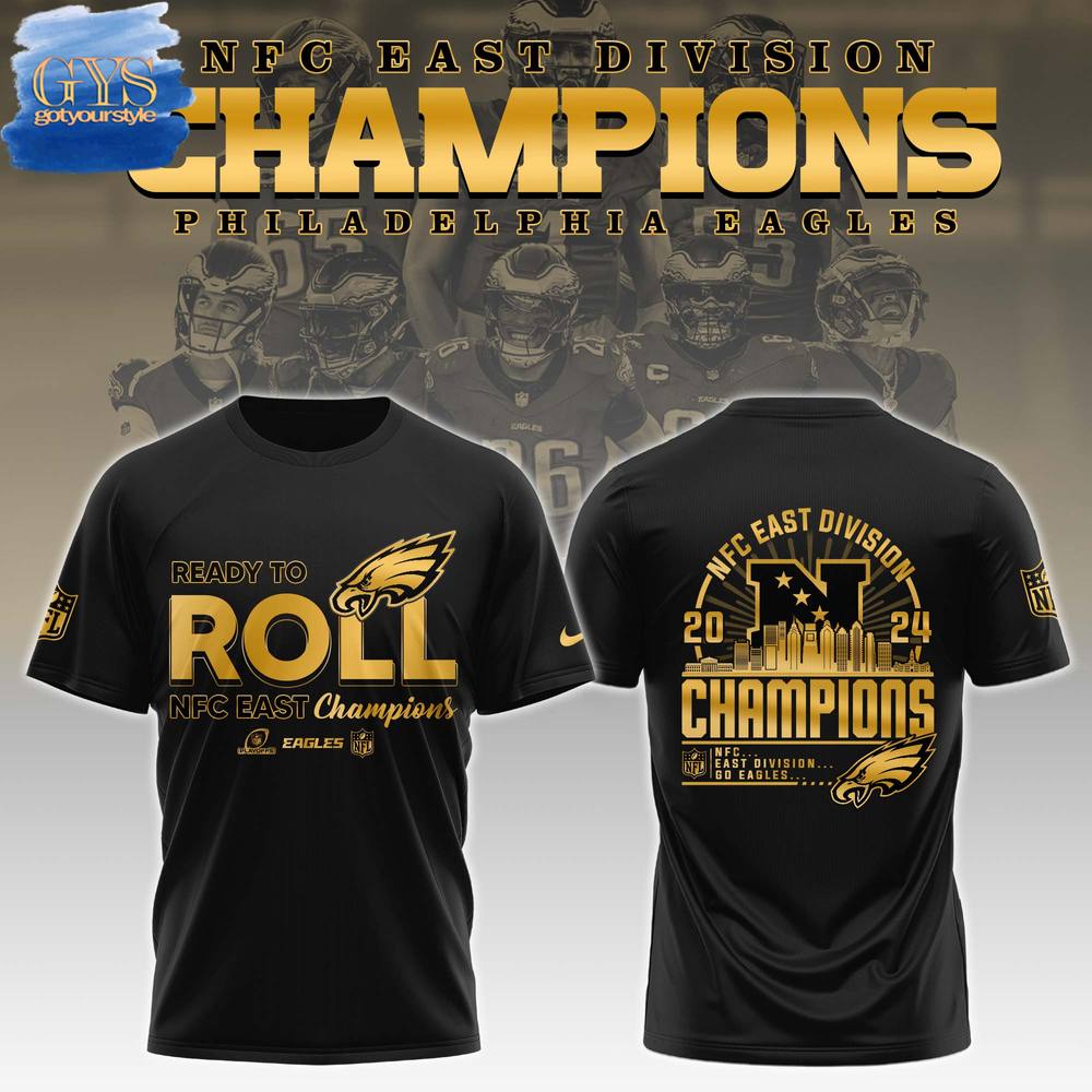 Philadelphia Eagles NFC East Division Champions Black Gold Shirt - Famjoys Philadelphia Eagles NFC East Division Champions Black Gold Shirt - Famjoys