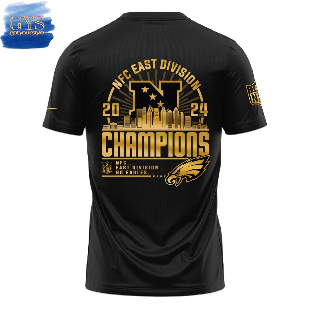 Philadelphia Eagles NFC East Division Champions Black Gold Shirt - Famjoys Philadelphia Eagles NFC East Division Champions Black Gold Shirt - Famjoys