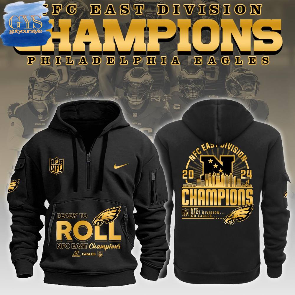 Philadelphia Eagles NFC East Division Champions Half Zip Hoodie - Famjoys Philadelphia Eagles NFC East Division Champions Half Zip Hoodie - Famjoys