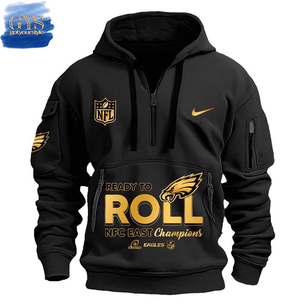 Philadelphia Eagles NFC East Division Champions Half Zip Hoodie - Famjoys Philadelphia Eagles NFC East Division Champions Half Zip Hoodie - Famjoys